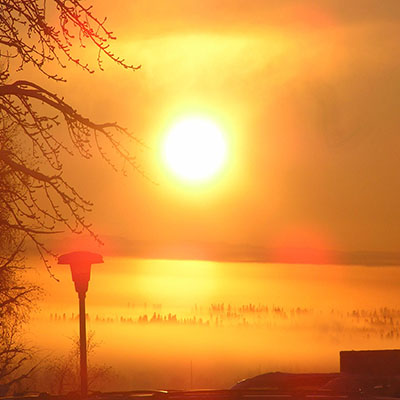 Ice fog over Fairbanks as seen from the University of Alaska Fairbanks. (Debbie Dean)