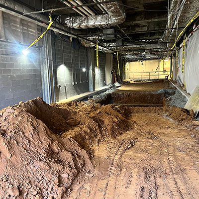 earth being dug during the construction of a building