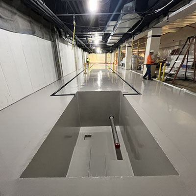initial construction in a basement to build and install a water system