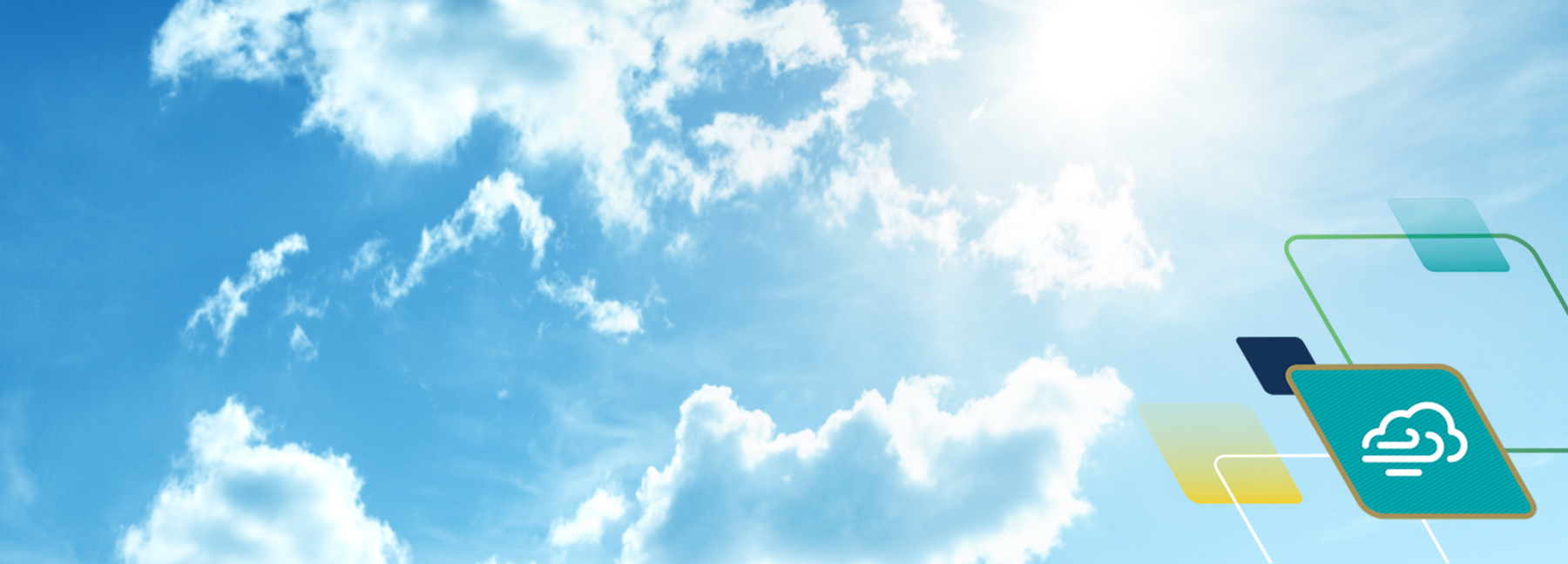 clouds in a blue sky with decorative images indicating the concept of air