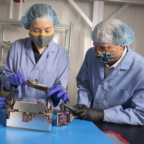 Researchers working in one of Georgia Tech's space labs