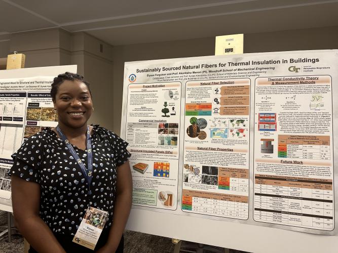 Elyssa Ferguson, RBI Fellow during the Student Poster Session at the 2023 RBI Spring Workshop on Packaging Innovation and the Circular Economy