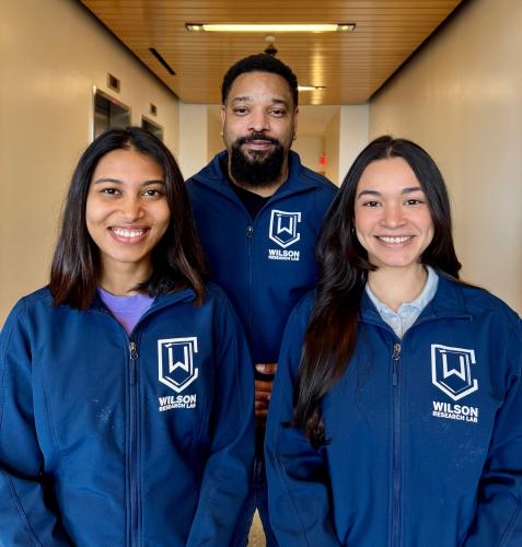 Research team members Ishita Kumar, Corey Wilson, and Luisa F. Barraza-Vergara
