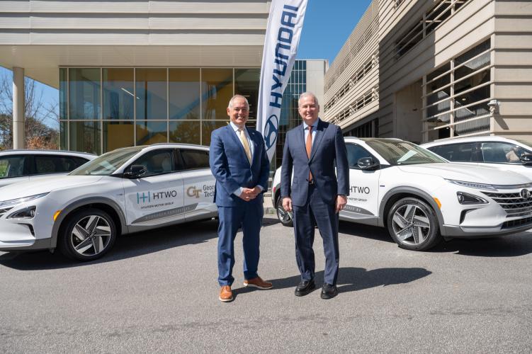 Ángel Cabrera, president of Georgia Tech, and Ken Ramírez, executive vice president and head of Global Energy and Hydrogen Business at Hyundai Motor Group