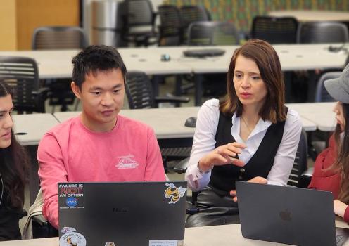 The College of Lifetime Learning's Meryem Yilmaz Soylu, an AI researcher, is pictured teaching her VIP course.