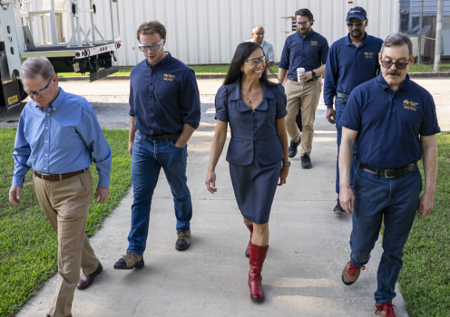 Department of Energy Office of Electricity Assistant Secretary Catherine Jereza (center) tours NEETRAC's research and testing facilities at GeorgiaTech. The visit highlighted the center's work with utilities, manufacturers, and government partners to address emerging challenges facingthe nation's electric grid.