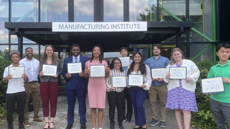Graduates of GTMI's Summer 2022 REU-REVAMP program, summer 2022. Billyde Brown, Ph.D. (pictured second from left), leads the program every summer for Georgia Tech.