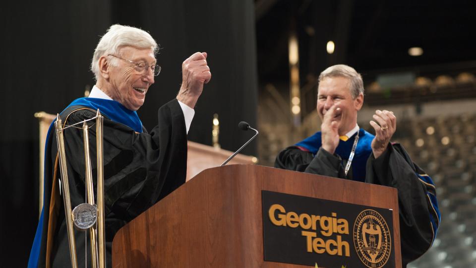 Bernie Marcus receives an honorary doctorate from Georgia Tech in 2015.