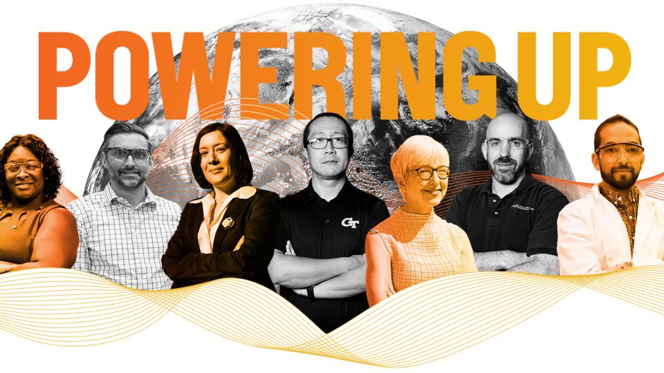 Image with GT researchers Tequila Harris, Matt McDowell, Anna Erickson, Wenting Sun, Valerie Thomas, Adam Steinberg, and Juan-Pablo Correa-Baena