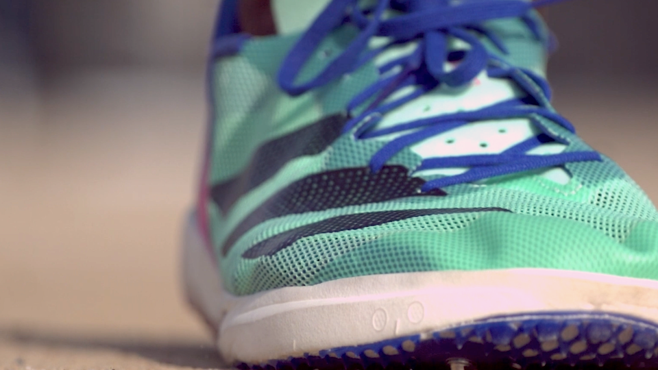 Foot on Track at Georgia Tech's George C. Griffin Track and Field Facility 