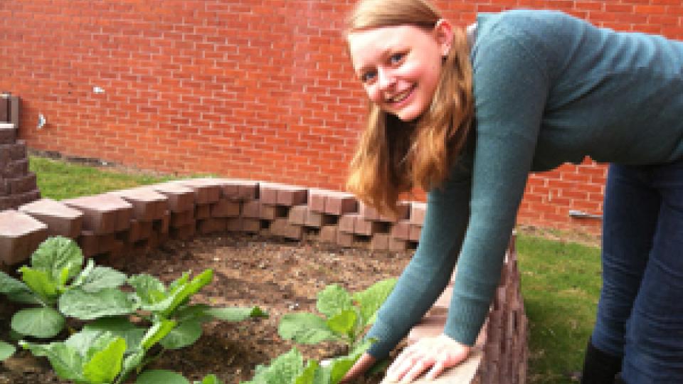 Stephanie Kehl in the GT Community Garden