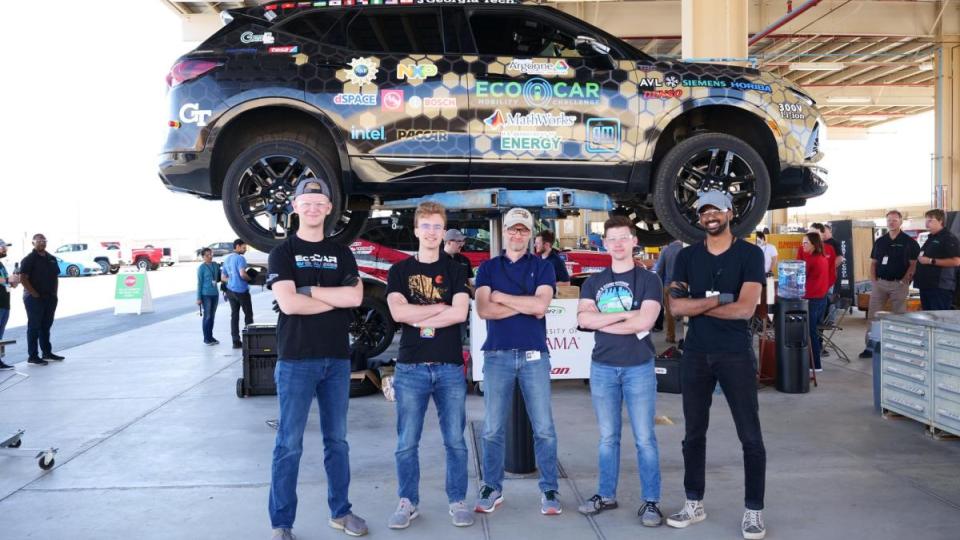 Left to right: Braeden Dickson (ECE), Eric Gustafson (Woodruff School), Ed Argalas (General Motors mentor), Nick Hummel (ECE), and Nishan Nekoo (Woodruff School)