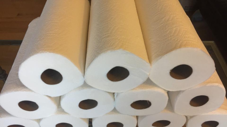 Photo of a stack of paper towels.