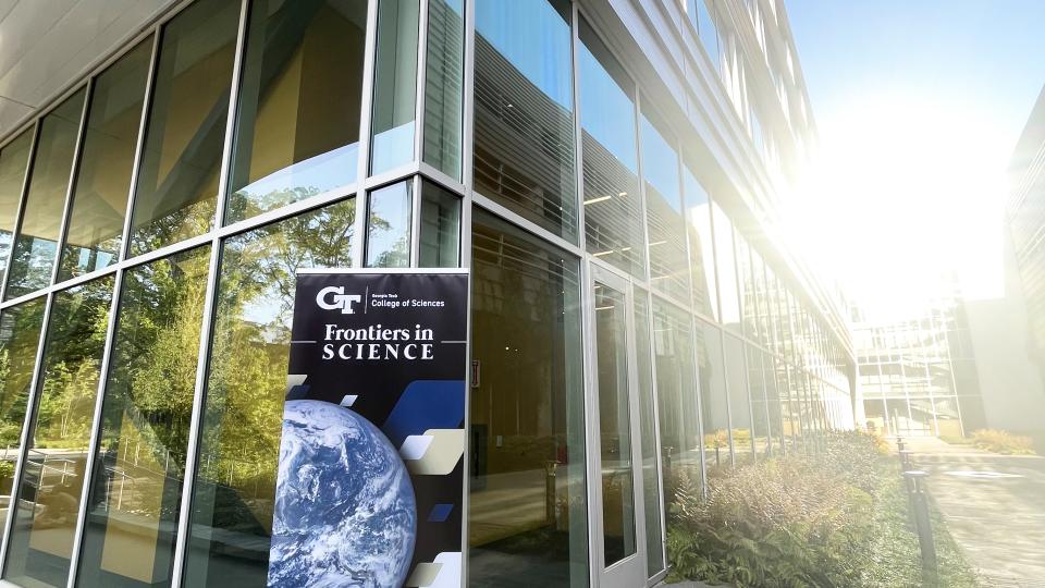 Frontiers in Science Banner Outside at Sunrise