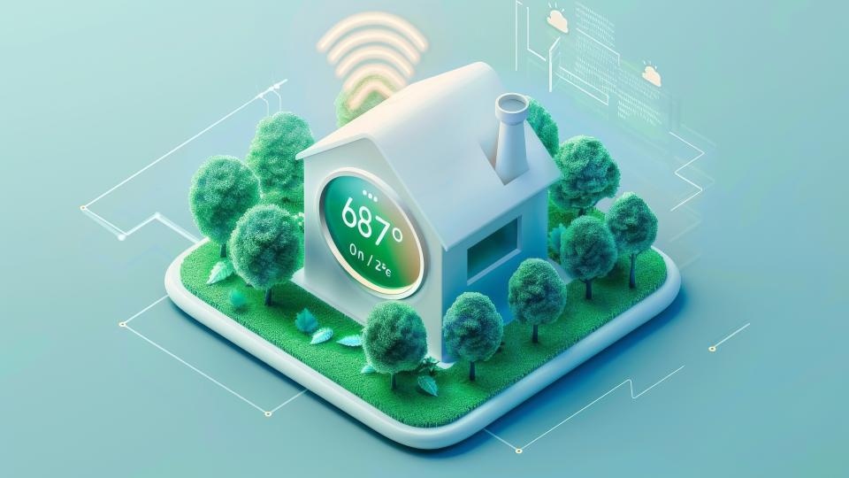 Smart thermostat at home Illustration