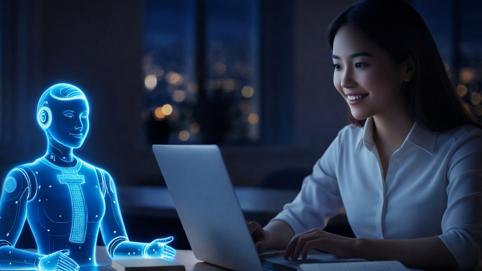 Illustration of an AI tutor helping a student