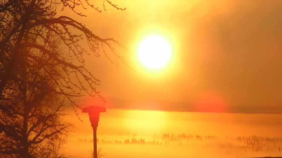 Ice fog over Fairbanks as seen from the University of Alaska Fairbanks. (Debbie Dean)