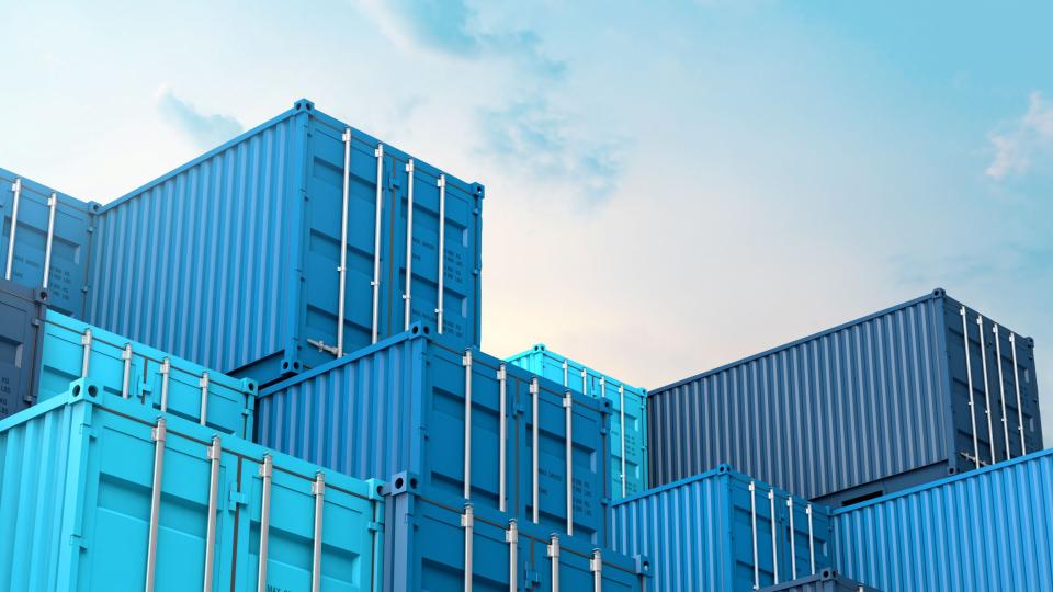 Blue shipping containers
