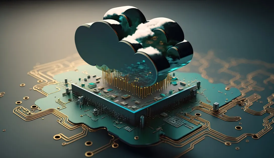 <p>Graphic of a circuit board with a set of interconnects leading to a cloud</p> Graphic of a circuit board with a set of interconnects leading to a cloud