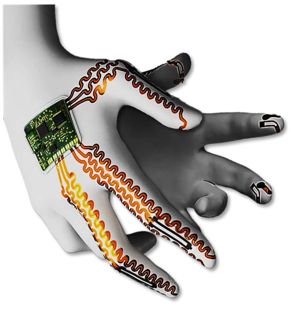 <p>A mock-up of an AI-powered glove with muscles made from lifelike materials paired with intelligent control systems. The technology learns from the body and adapts in real time, creating motion that feels natural, responsive, and safe enough to support recovery.<br><br> </p> A mock-up of an AI-powered glove