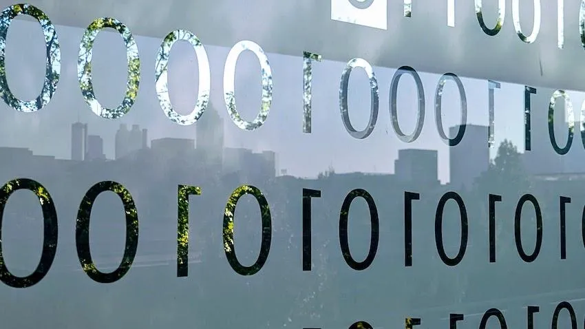 ATL skyline reflected in Binary Bridge