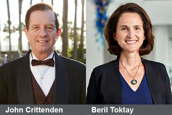 Side by side portraits of John Crittenden and Beril Toktay.