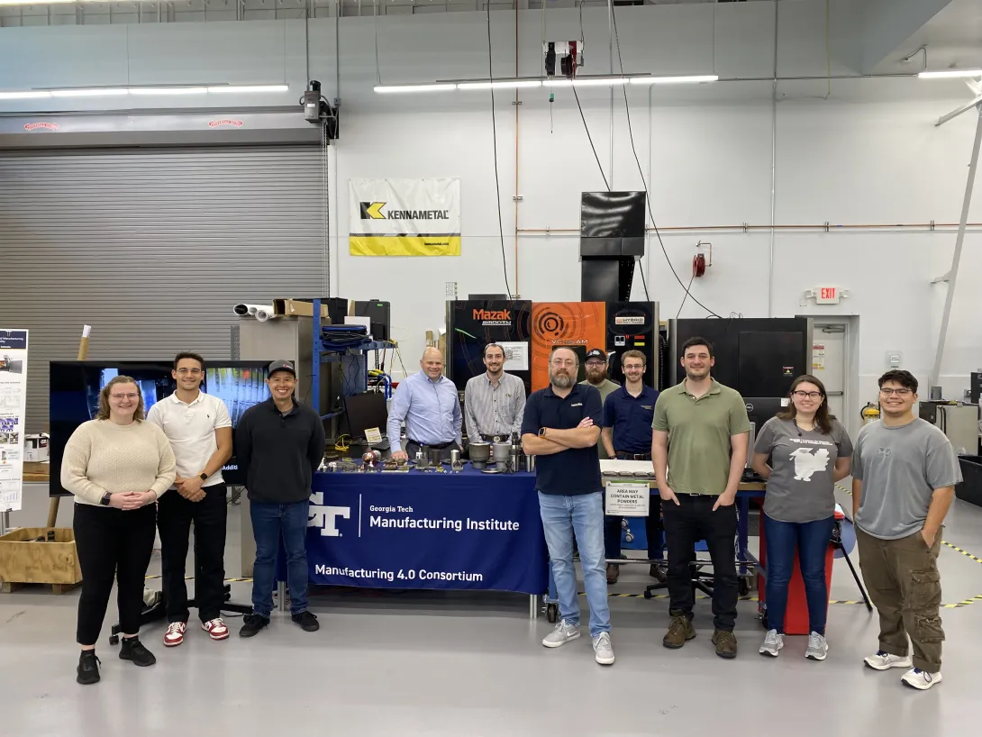 Georgia Tech students and staff members gathered at the Advanced Manufacturing Pilot Facility with members of OPEN MIND for the training.