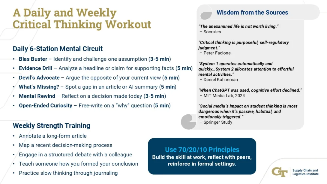 A Daily and Weekly Critical Thinking Workout