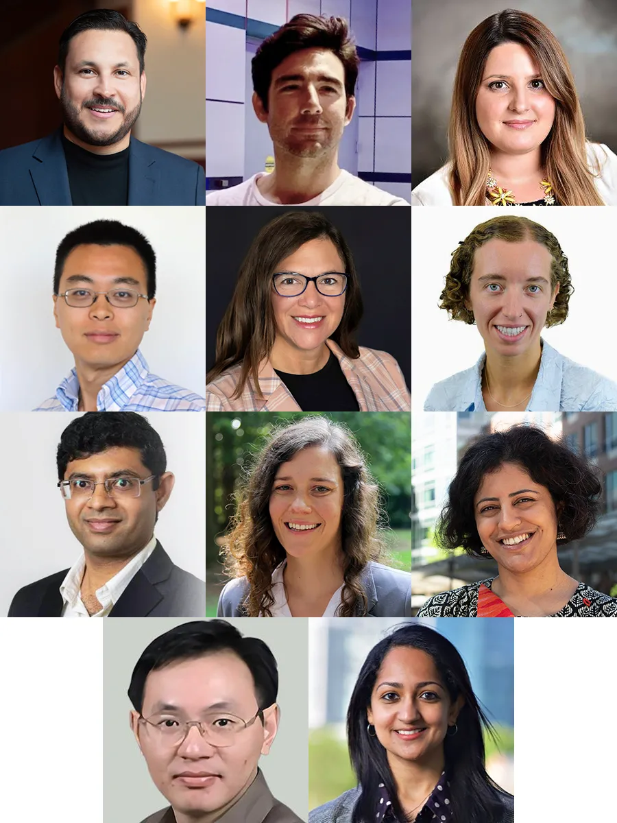 Collage of portraits of the new BBISS Faculty Fellows. L to R: Omar Asensio; Christos Athanasiou; Fani Boukouvala; Peng Chen; Kelly Comfort; Constance Crozier; Ashutosh Dhekne; Jennifer Kaiser; Neha Kumar; Jian Luo; Akanksha Menon