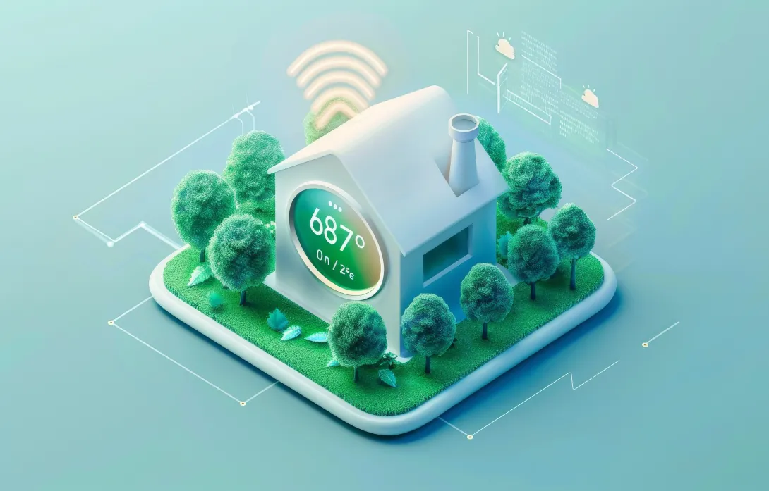 Smart thermostat at home Illustration