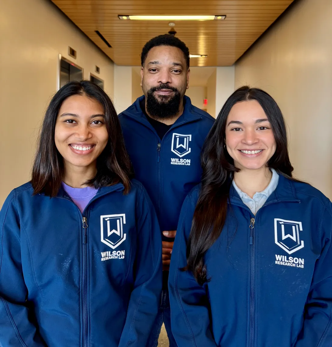 Research team members Ishita Kumar, Corey Wilson, and Luisa F. Barraza-Vergara