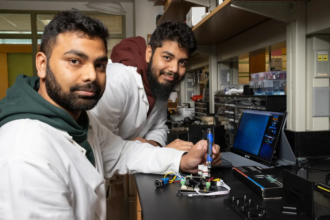 Farhan and Farshid Khan in the lab 