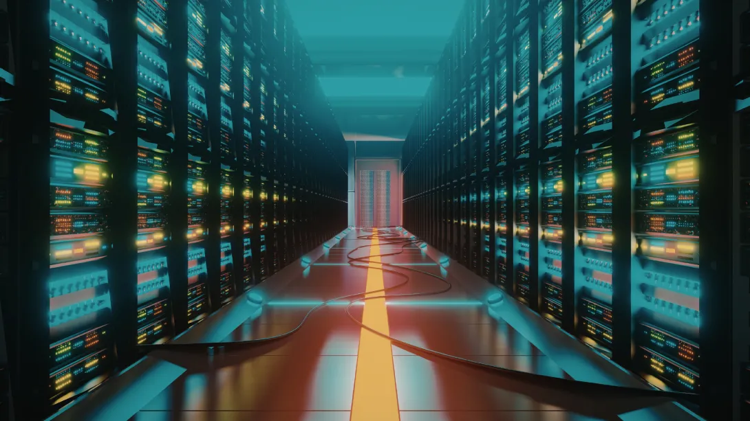 AI rendering of the servers inside of a data center