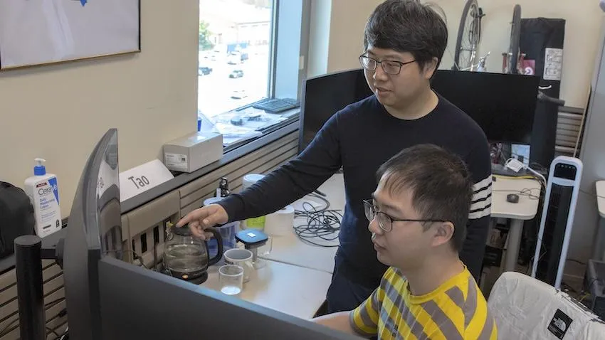 Tao Lu, a Ph.D. student at the School of Interactive Computing, with Assistant Professor Yalong Yang