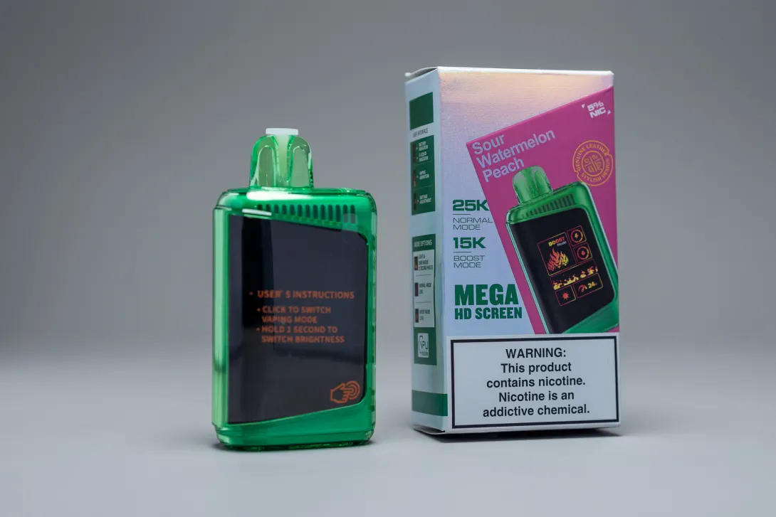Sample e-cigarette device with a screen