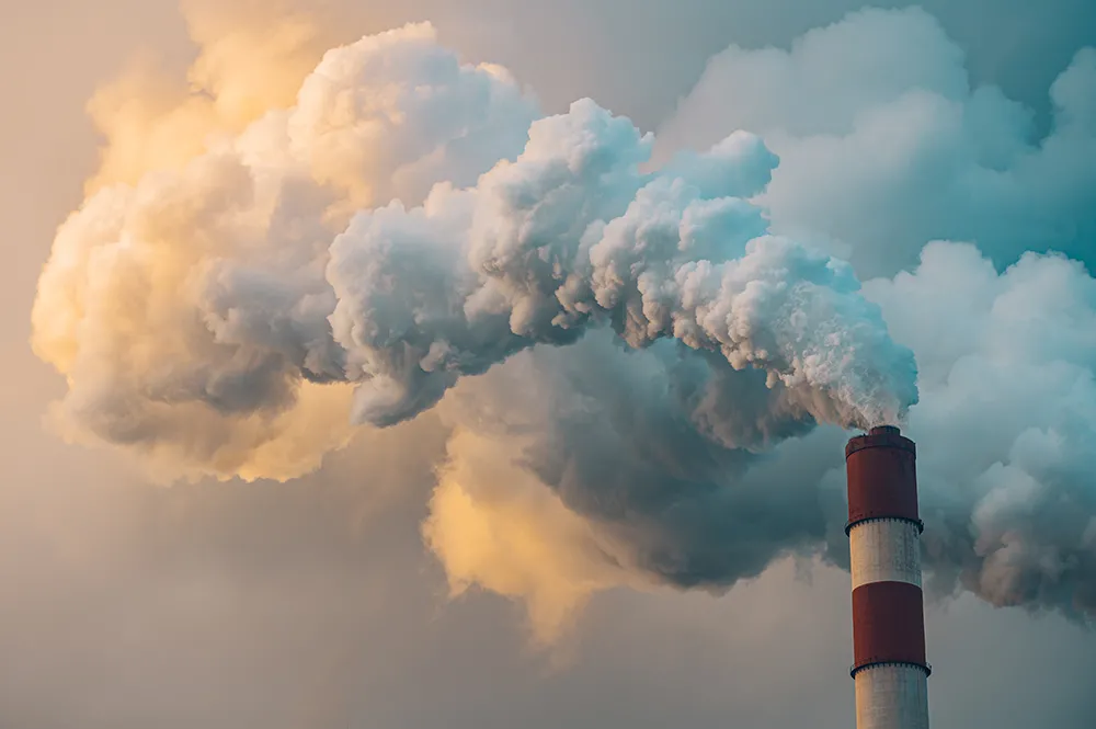 Smoke stack billowing smke
