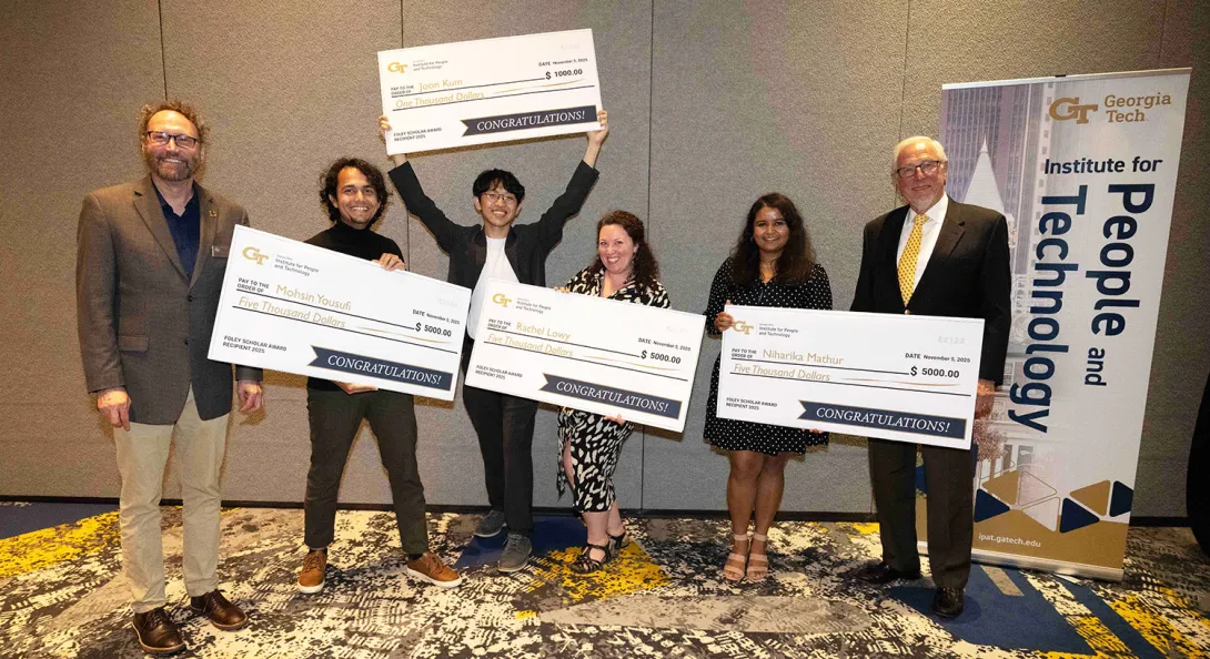 Pictured (left-to-right): Micheal Best, Mohsin Yousufi, Joon Kum, Rachel Lowy, Niharika Mathur, and James Foley.