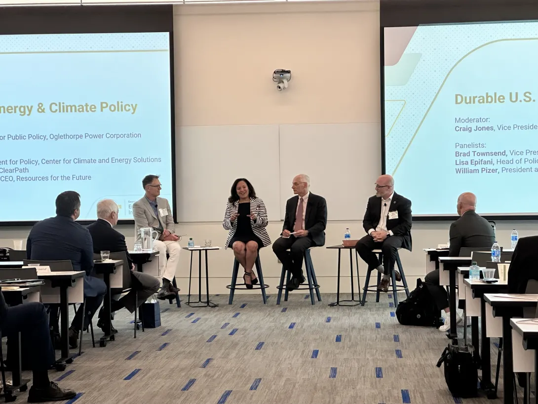 Moderator Craig Jones (Oglethorpe Power Corporation) with Panelists Lisa Epifani (ClearPath, William Pizer (Resources for the Future) and Brad Townsend (Center for Climate and Energy Solutions)