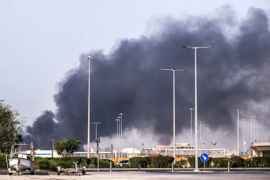 Smoke rises in Abu Dhabi on March 1, 2026, after Iranian drone strikes around the city, including on data centers. Ryan Lim/AFP via Getty Images