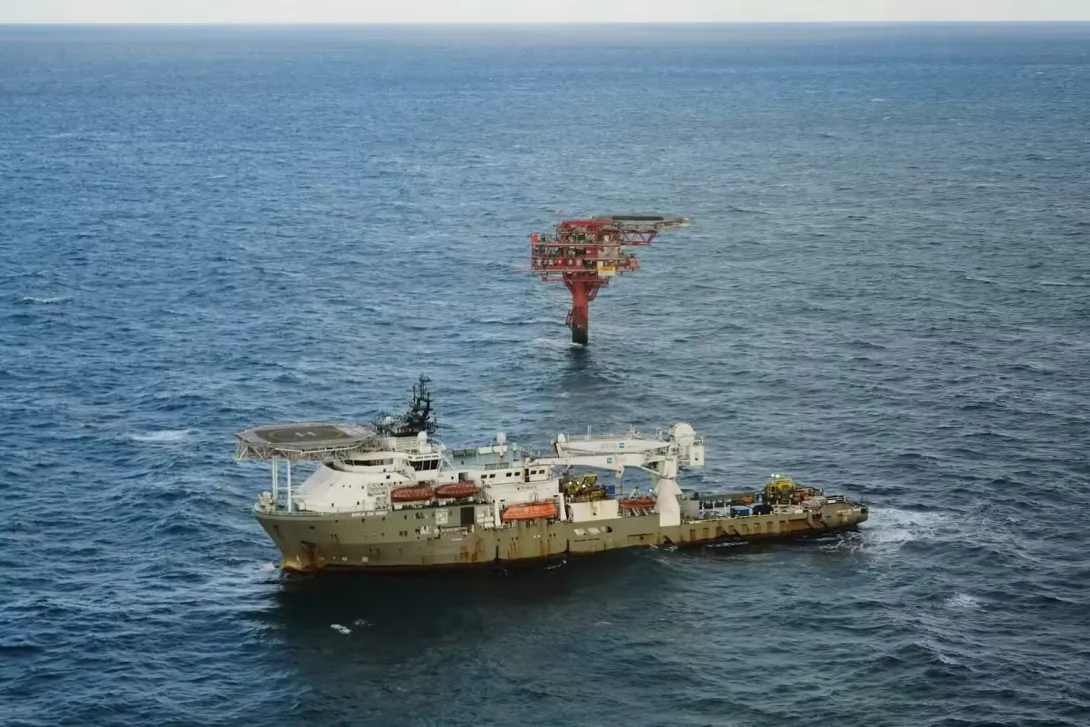 Drilling rigs in the North Sea. AP Photo/James Brooks