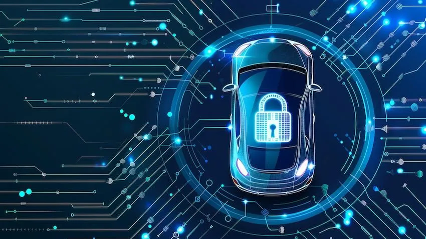 A digital image of a car with a lock on it