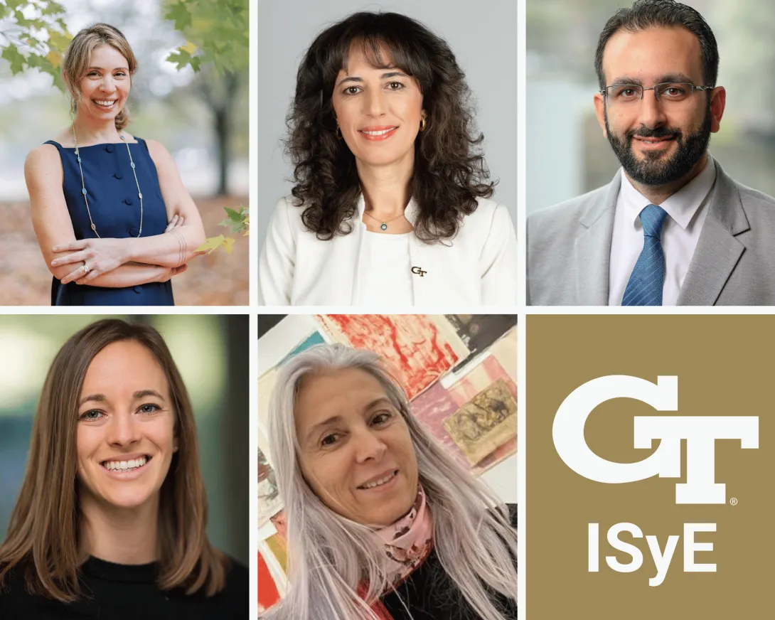 ISyE faculty leading the new Health Systems minor include (top row, left to right) Dima Nazzal, Pinar Keskinocak, and Turgay Ayer; and (bottom row, left to right) Lauren Steimle and Nicoleta Serban.
