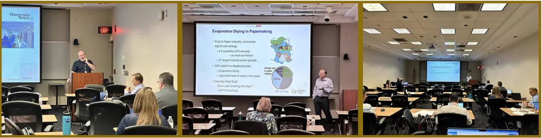 From the Left: Presentations by Chris Luettgen, Carson Meredith and Cyrus Aidun during the APPTI Net Zero Workshop