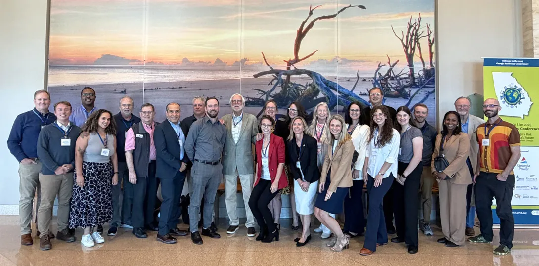 The Georgia Tech contingent gather for a group photo at the 2025 Georgia Resiliency Conference.