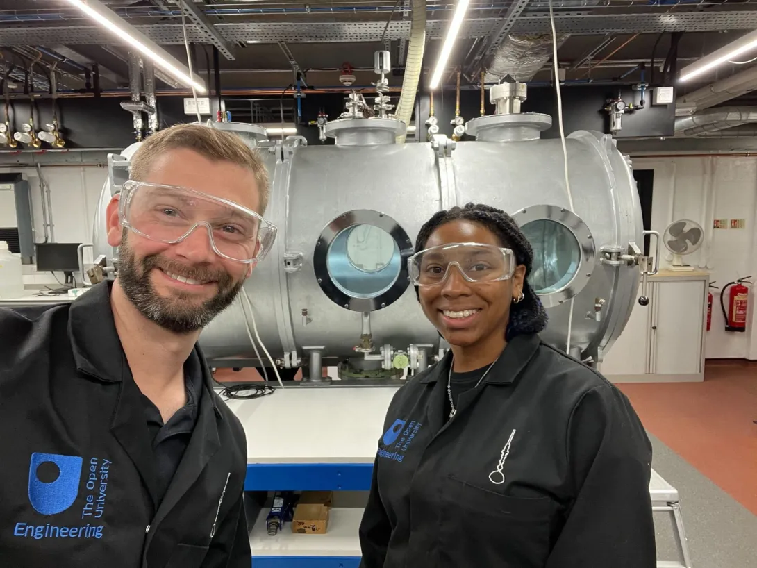 Jacob Adler (left) and Sharissa Thompson (right) conducting research.