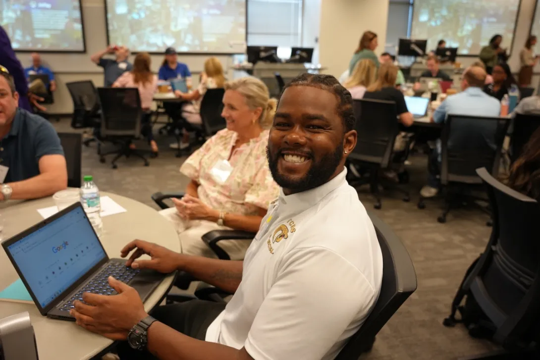 Rural CS teacher T.S. Whitmore at fall 2025 kickoff. 